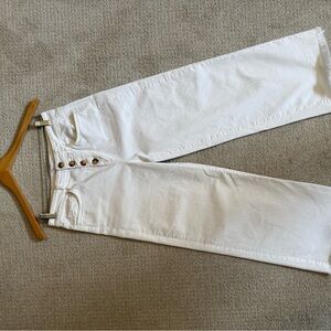LOFT Women's Cream flare raw edged Ankle Jeans